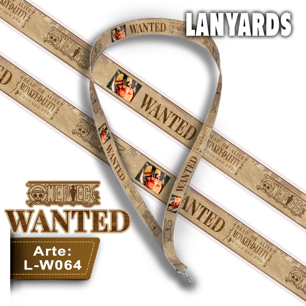 L-W064 Lanyard Wanted Luffy (One Piece)