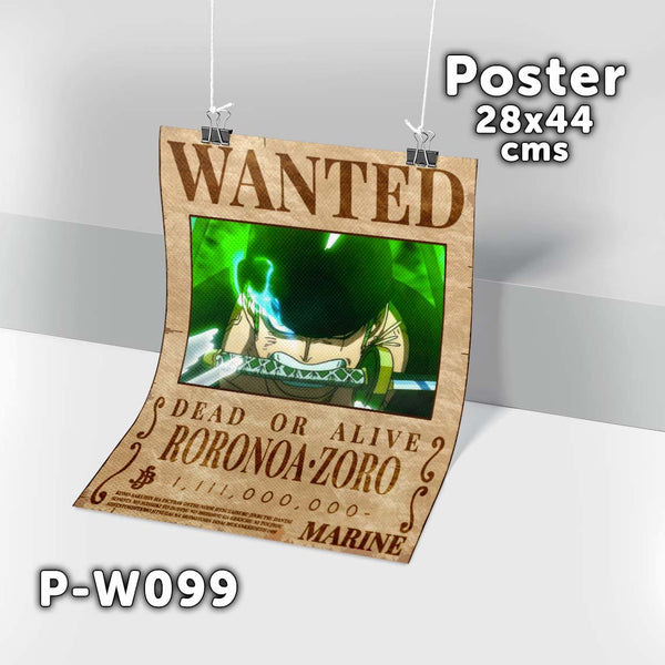P-W099 Wanted Zoro Poster (One Piece)