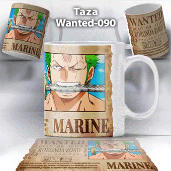 Taza Wanted-090 Anime One Piece Zoro