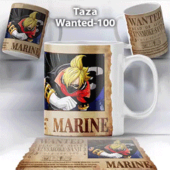 Taza Wanted-100 Anime One Piece Sanji