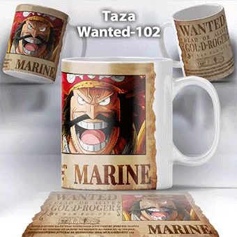 Taza Wanted-102 Anime One Piece Gol D Roger