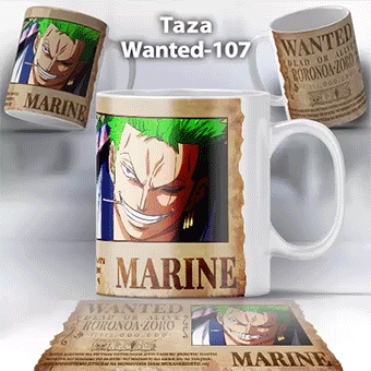 Taza Wanted-107 Anime One Piece Zoro